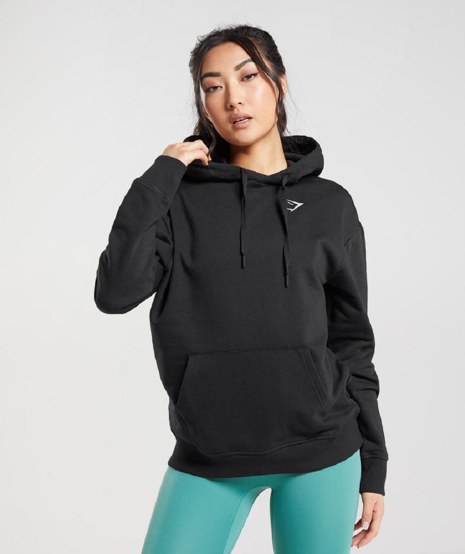 Sudadera Con Capucha Gymshark Entrenamiento Oversized Mujer Negras | CO 2010HAP